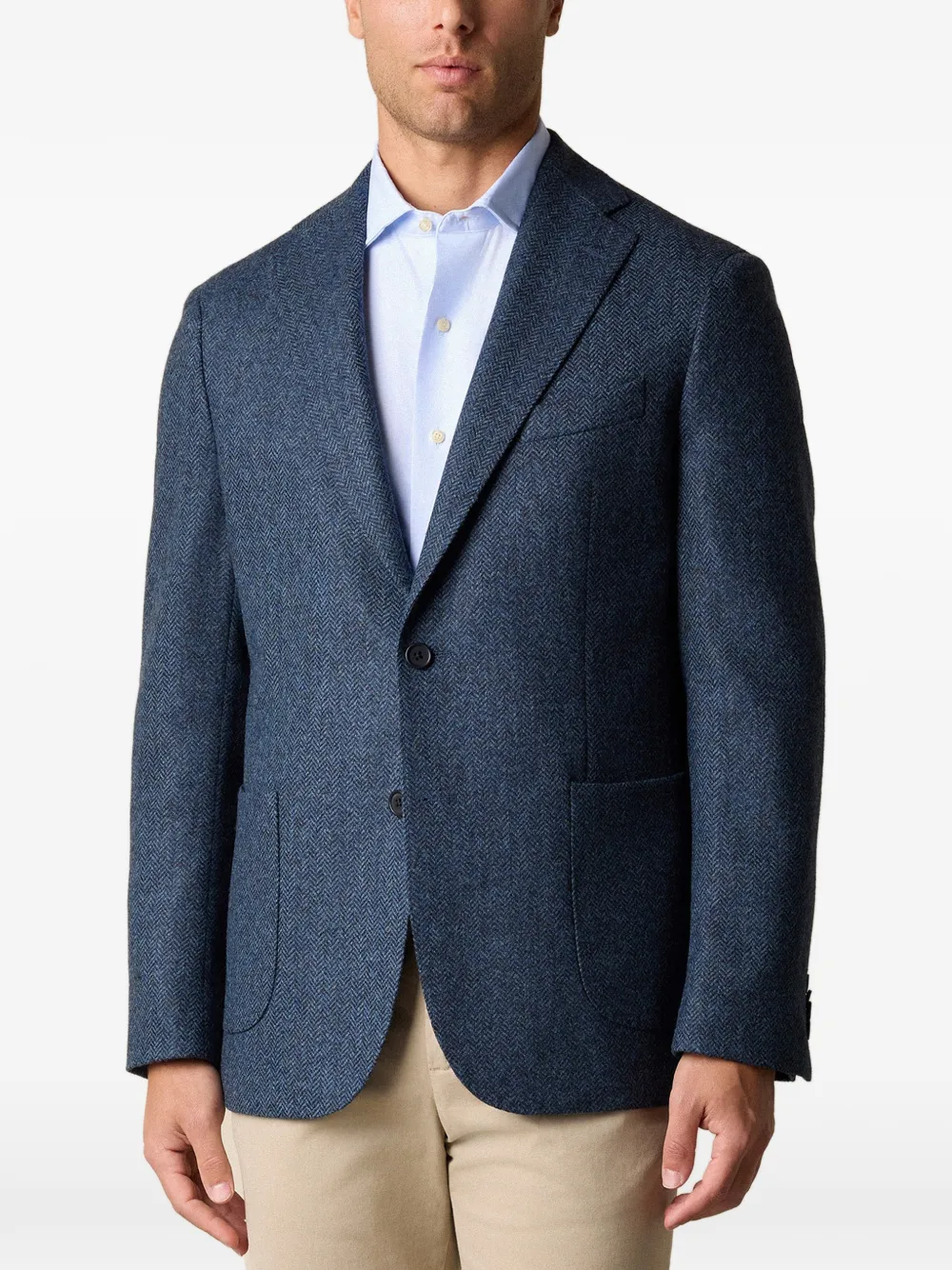  Brooks Brothers Herringbone-pattern Single-breasted Blazer - Blue 
