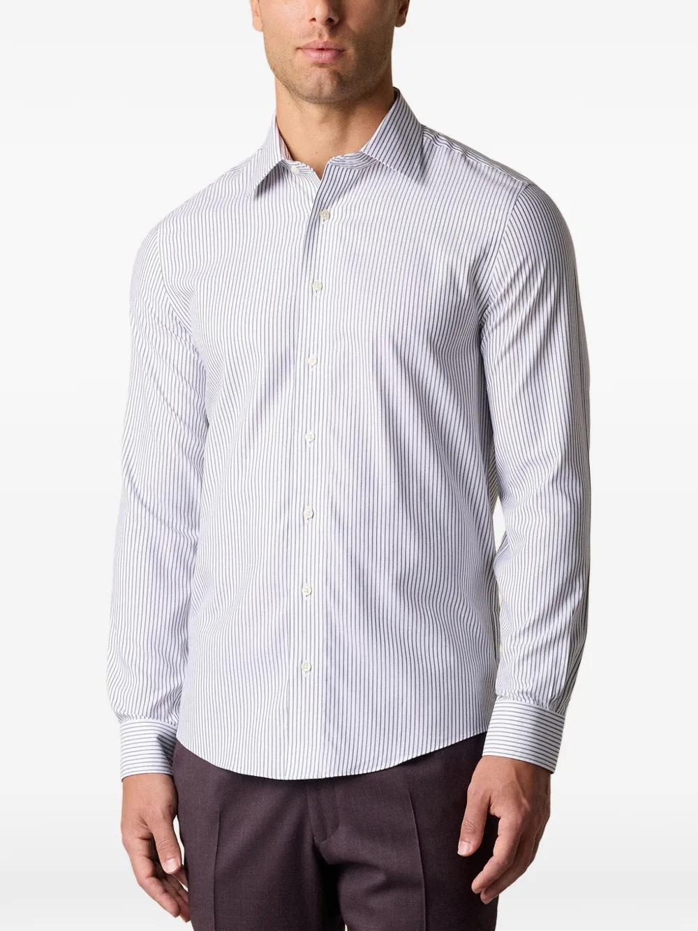 Brooks Brothers Gestreept twill overhemd Wit