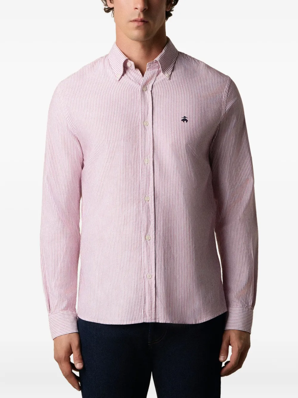 Brooks Brothers Gestreept katoenen overhemd Rood