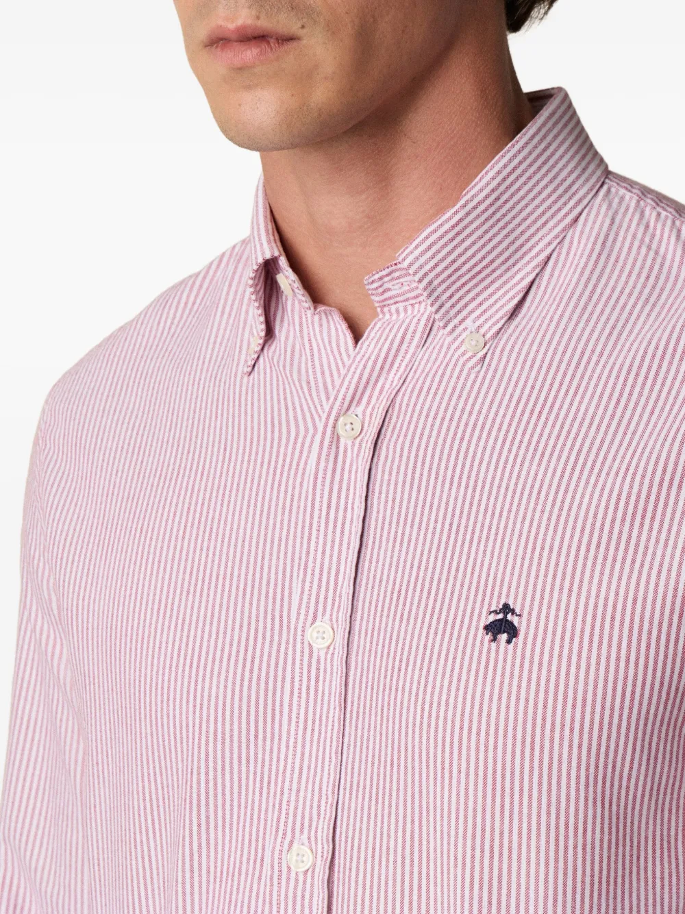 Brooks Brothers Gestreept katoenen overhemd Rood