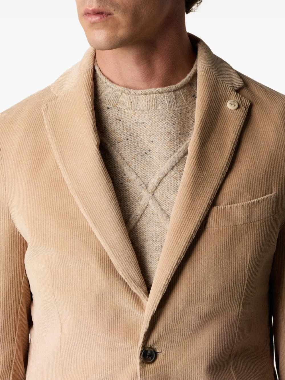 Brooks Brothers Blazer met ribfluwelen textuur Beige