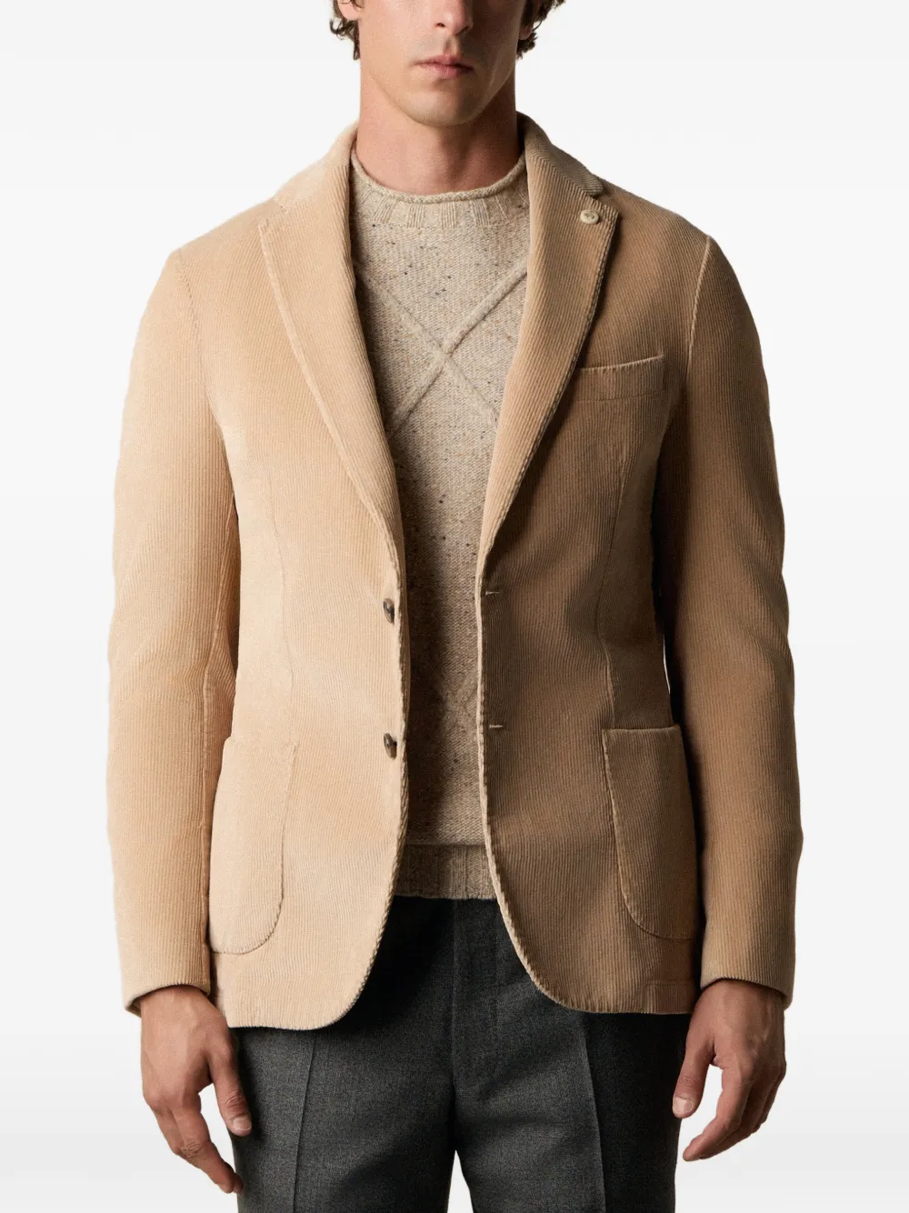 Brooks Brothers Blazer met ribfluwelen textuur Beige