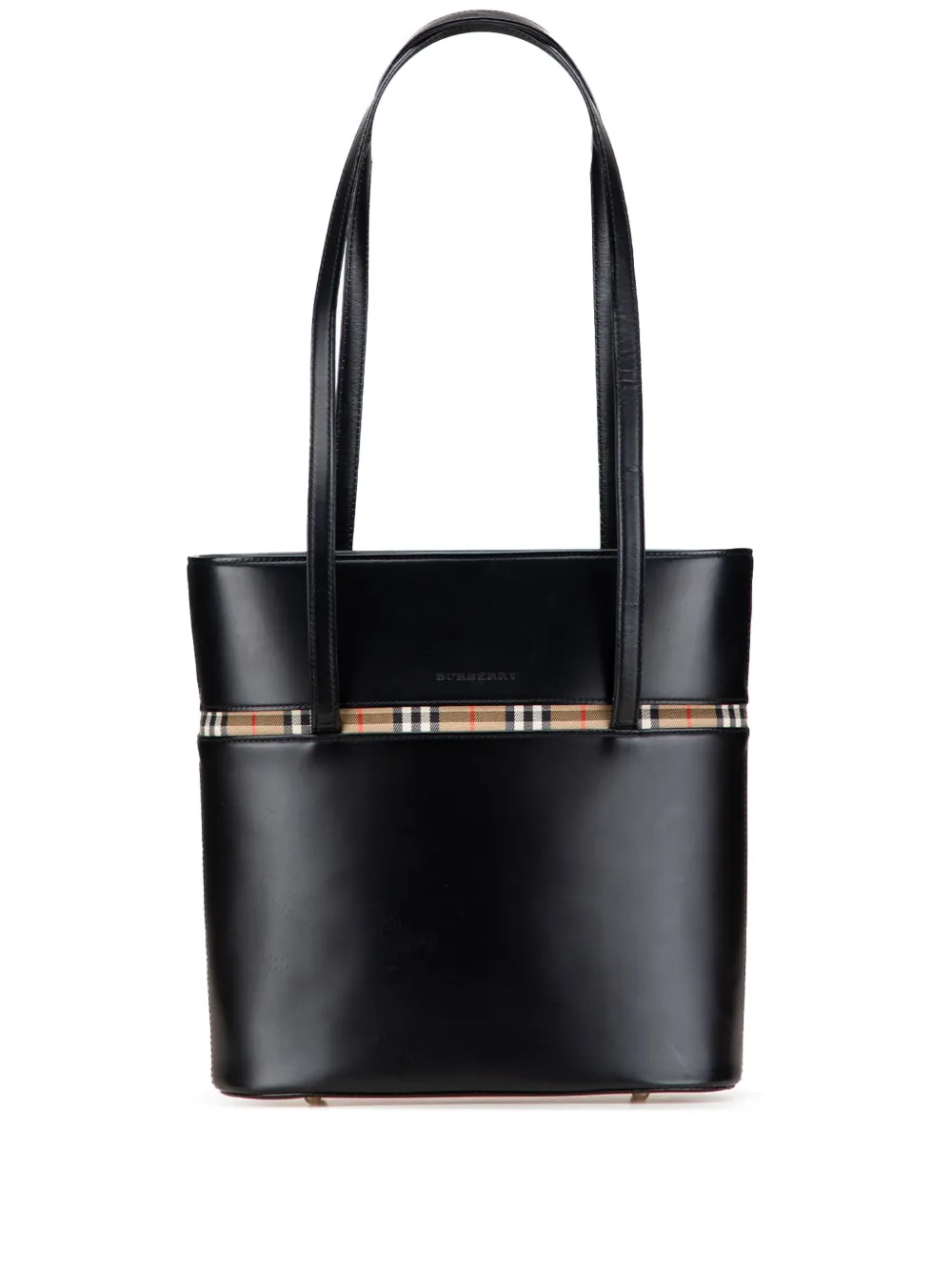 Burberry Pre-Owned 2000-2017 House Check Trimmed Leather shoulder bag | Black | Image 1