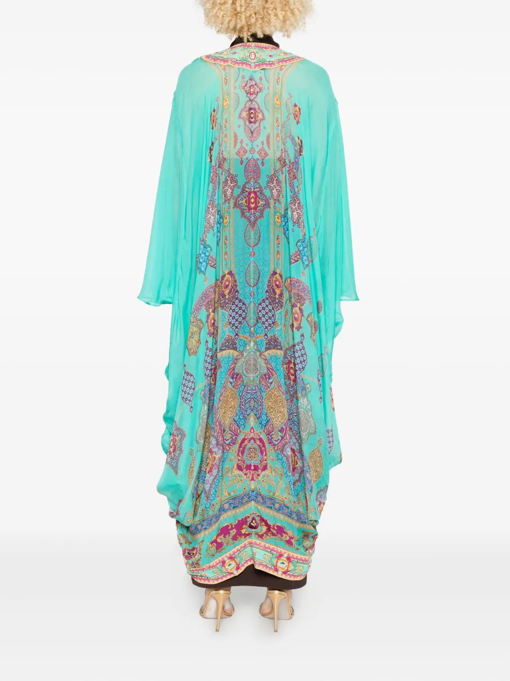 Camilla Bell-sleeve Coat In Blue