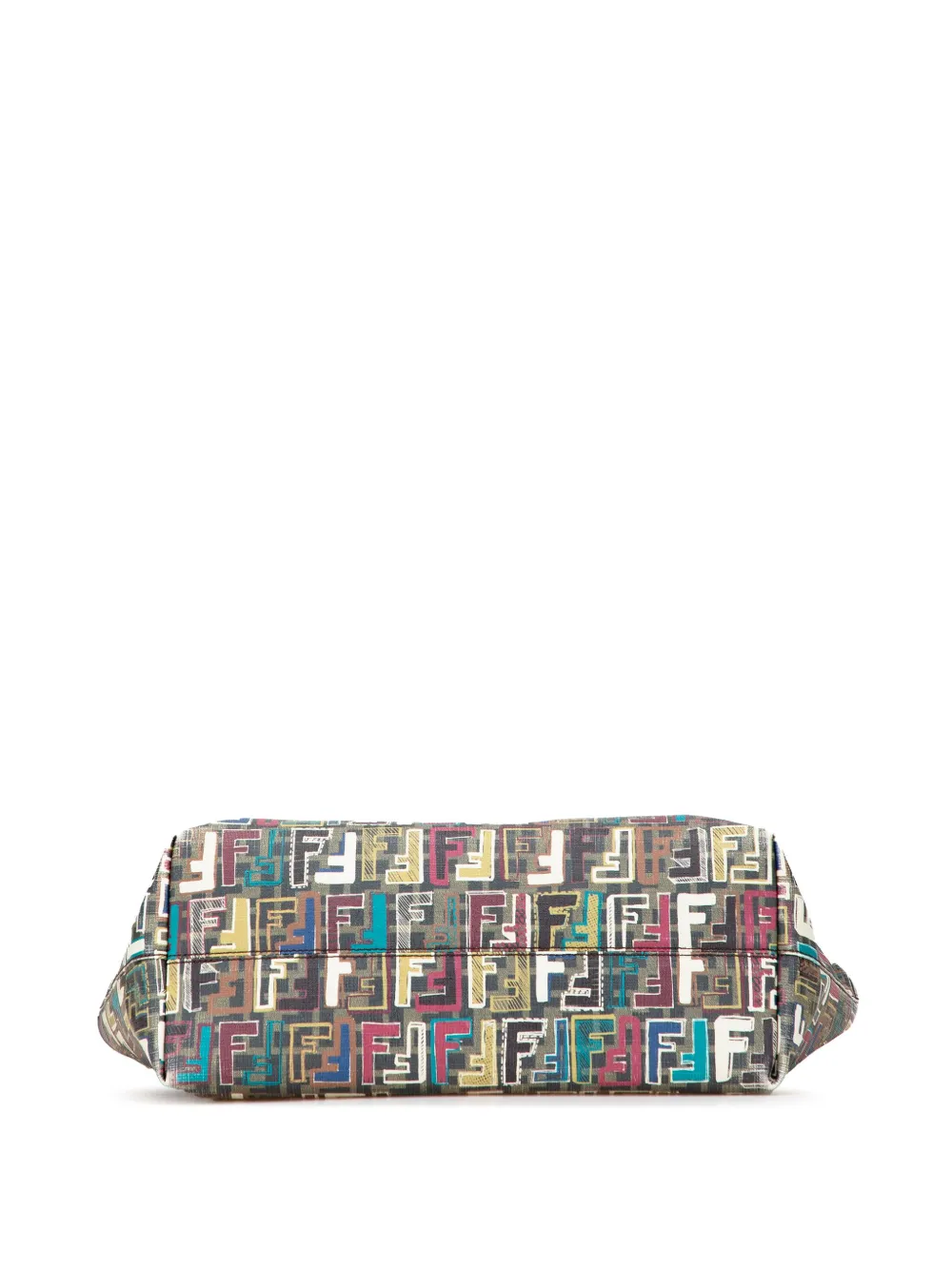 Pre-owned Fendi 2010-2025 Medium Multicolor Zucca Spalmati Roll Tote Bag In Brown