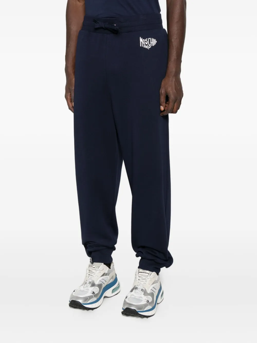 Moschino Logo-embroidered Track Pants In Blue
