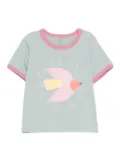 Stella McCartney Kids bird-print ringer T-shirt - Green