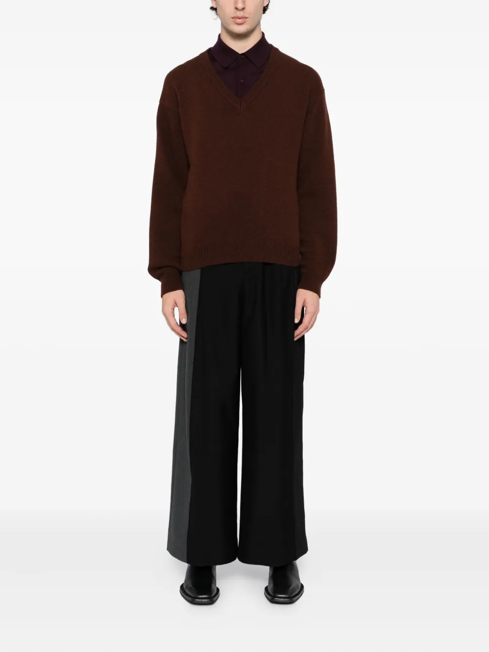 System Wool Jumper In Burgundy
