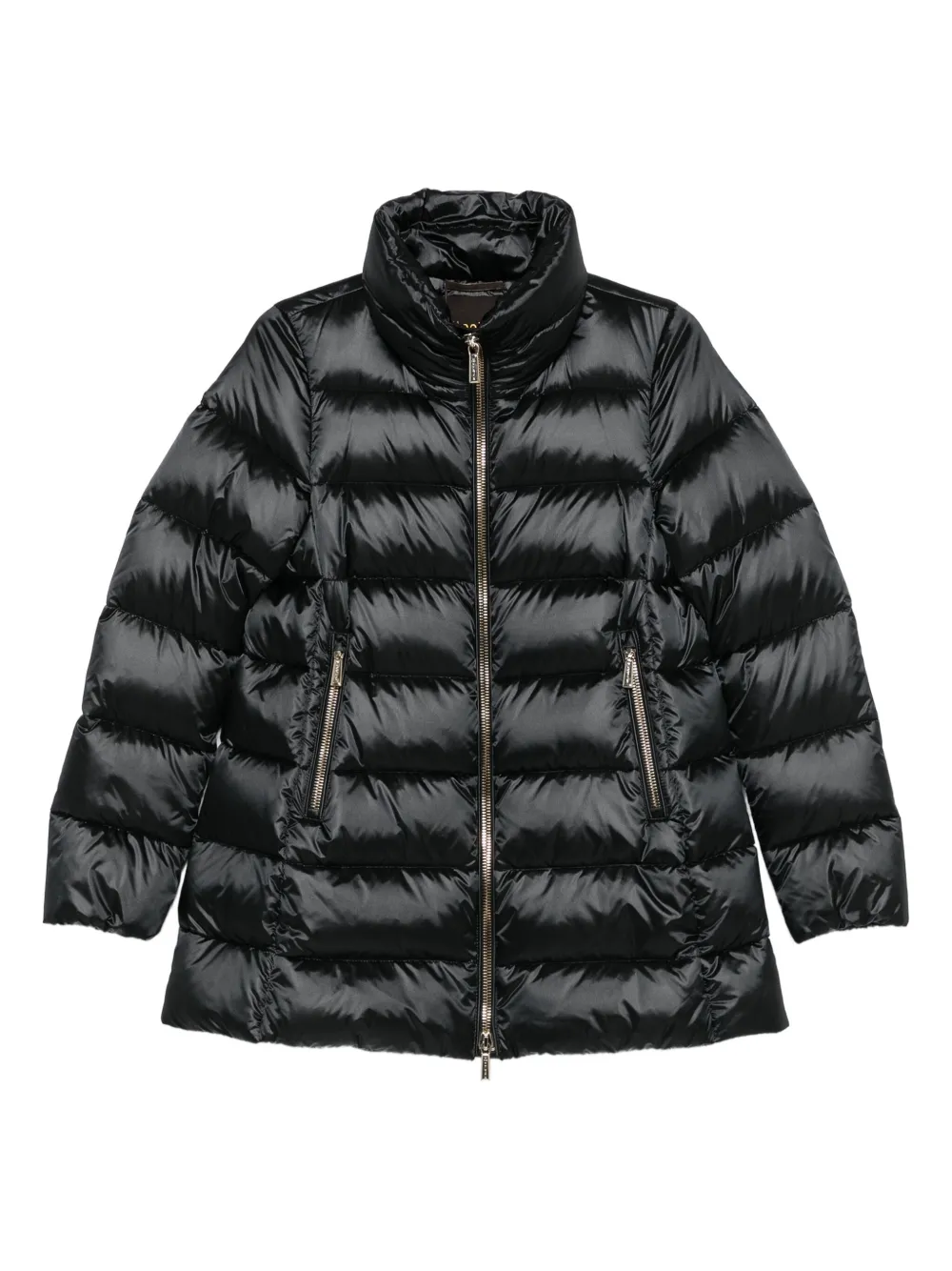 Moorer Quilted Zip-front Coat In Black