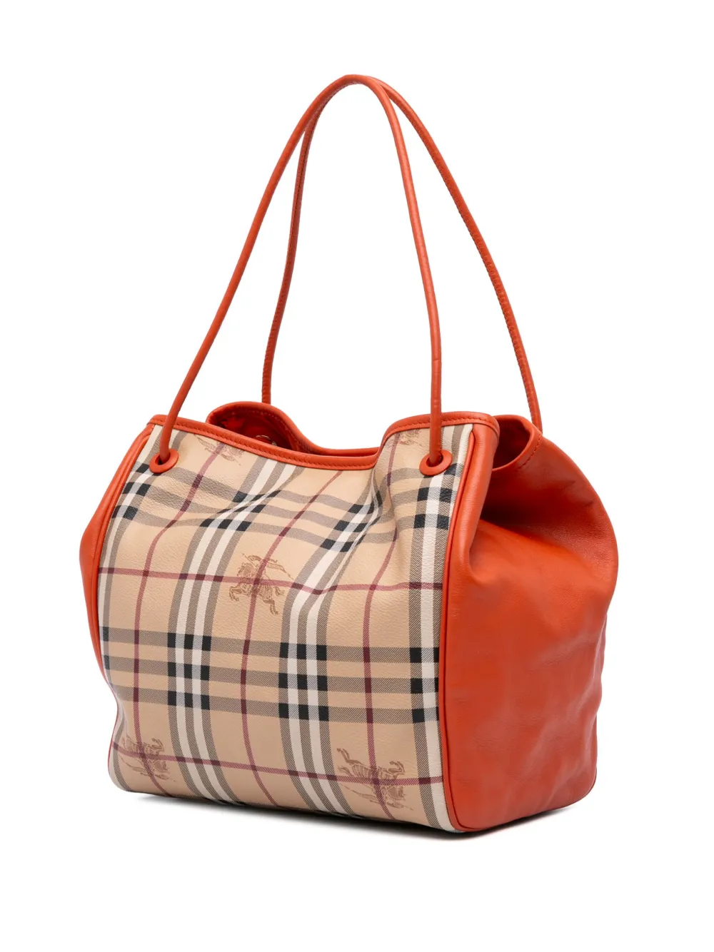 Pre-owned Burberry 2000-2017 Small Haymarket Check Coated Canvas Canterbury Tote Bag In Brown