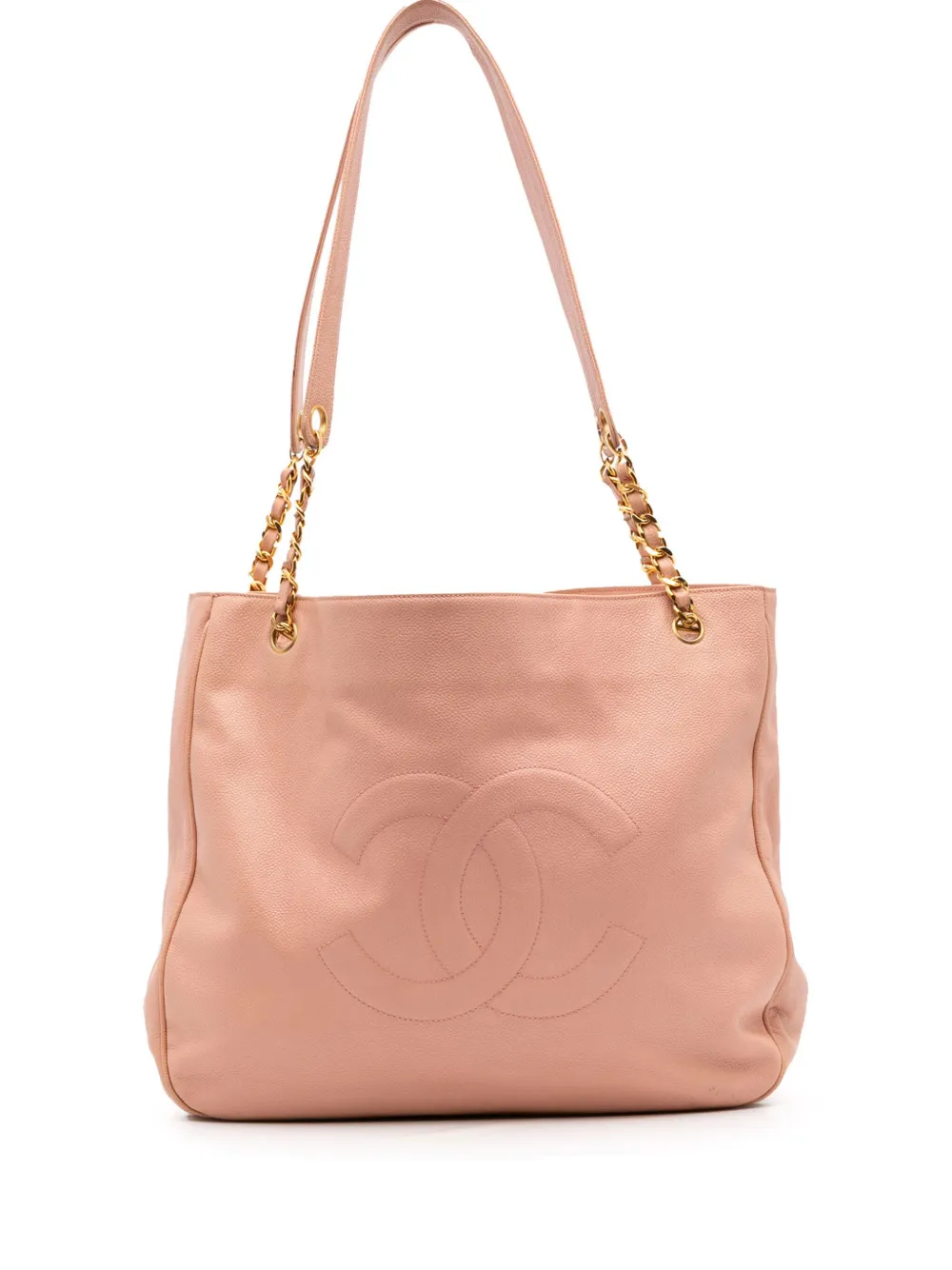 CHANEL Pre-Owned 1994-1996 ココマーク キャビア チェーン トートバッグ - ピンク CHANEL Pre-Owned 1994-1996 ココマーク キャビア チェーン トートバッグ - ピンク