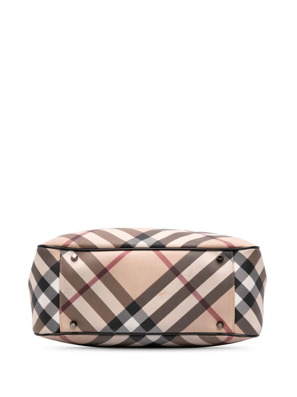 Pre-owned Burberry 2000-2017 Supernova Check Coated Canvas Tote Bag In Brown