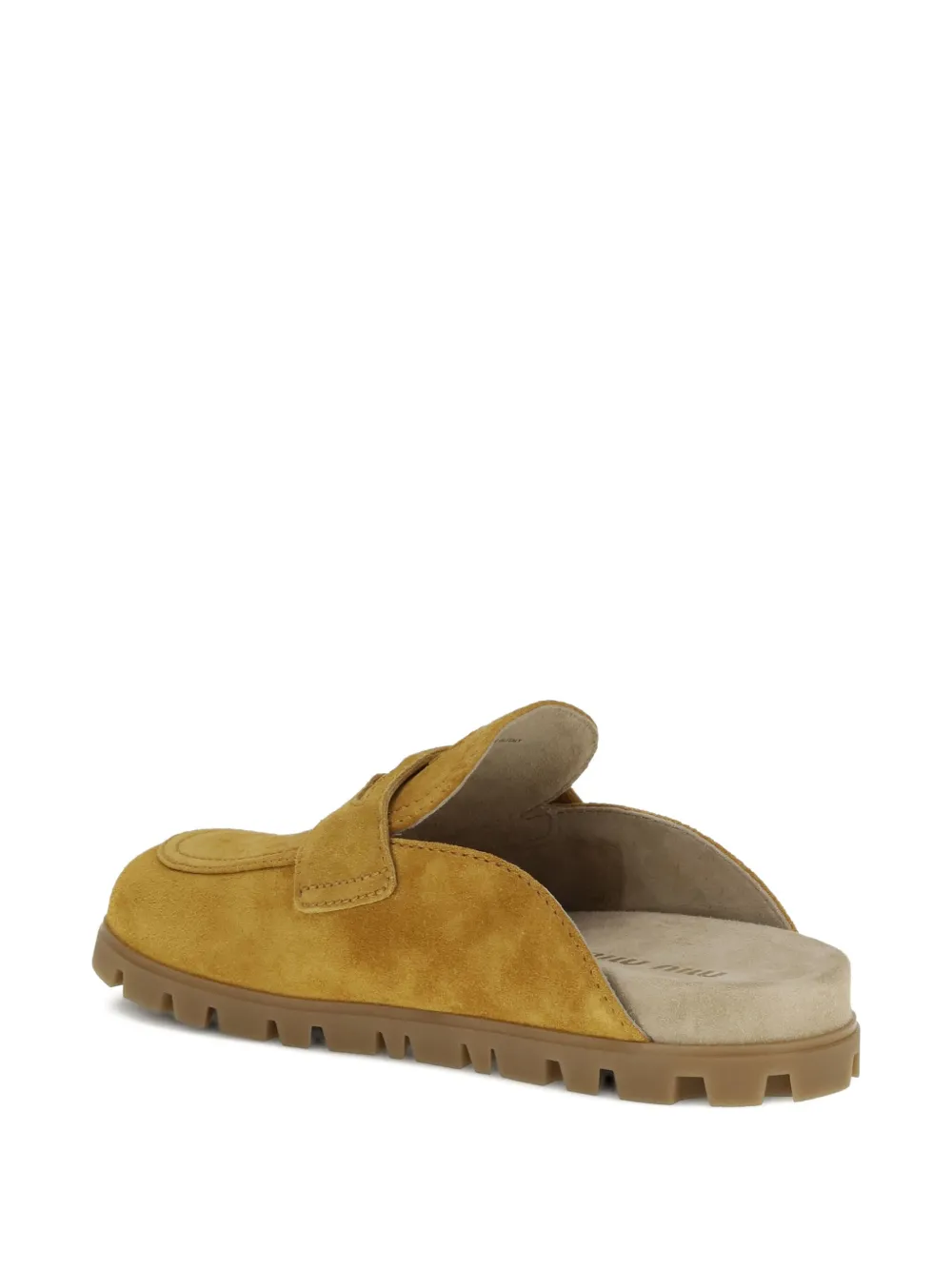 Miu Horsebit suède muiltjes Bruin