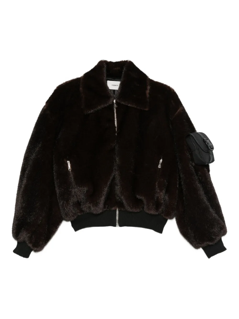 Coperni High-collar Brown Synthetic Fur Bomber Jacket In Brown