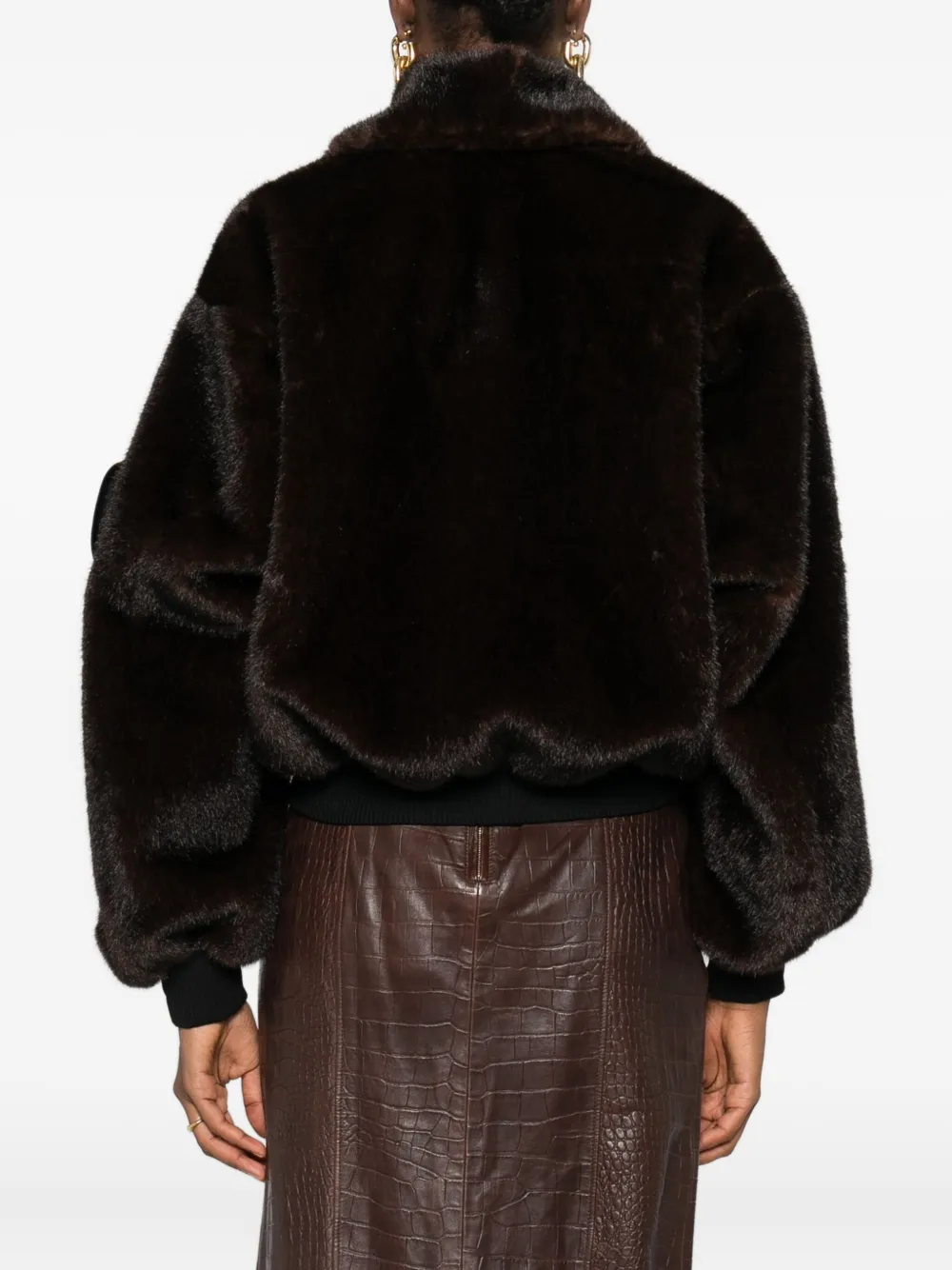 Coperni High-collar Brown Synthetic Fur Bomber Jacket In Brown