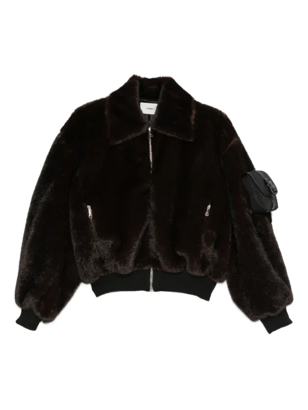 Coperni Faux Fur Bomber Jacket in Brown