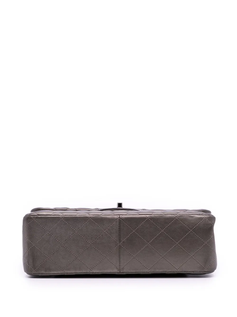 Pre-owned Chanel 2013-2014 Jumbo Classic Lambskin Double Flap Shoulder Bag In Gray