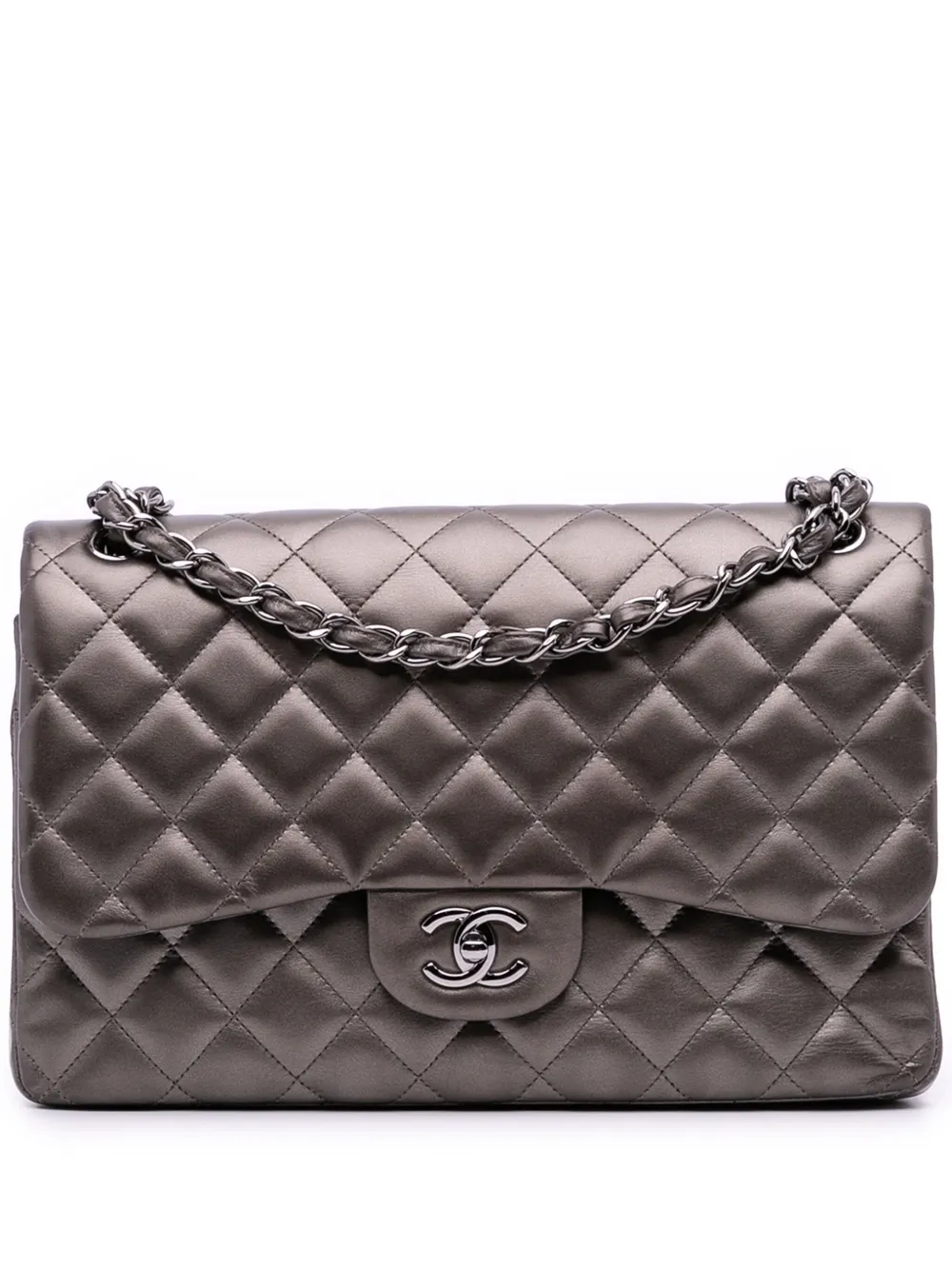 CHANEL Pre-Owned 2013-2014 Jumbo Classic Lambskin Double Flap shoulder bag | Grey | Image 1