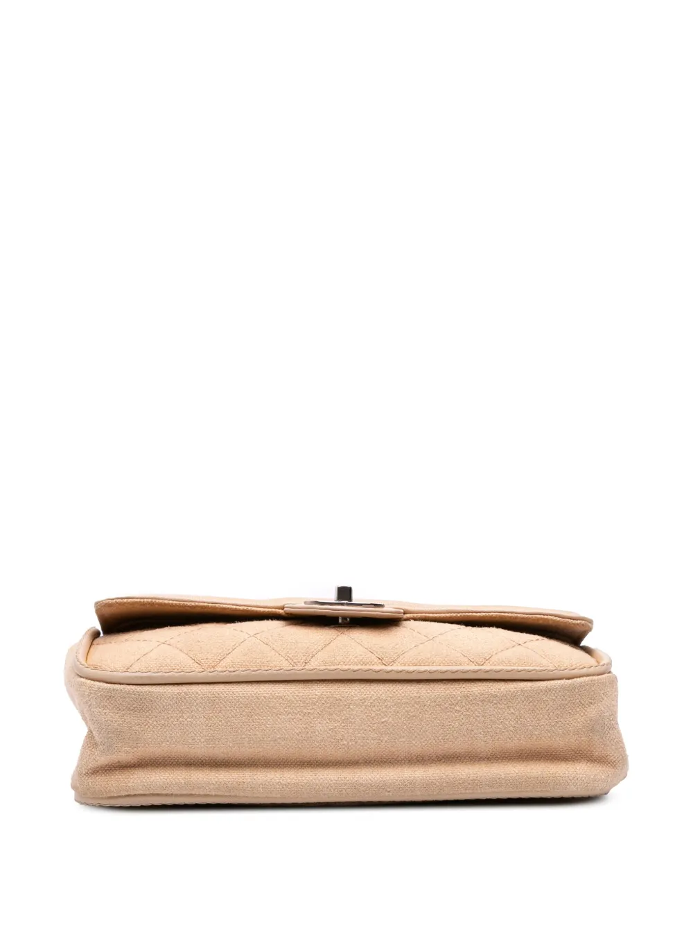 Pre-owned Chanel 2006-2008 Medium Classic Lambskin Trimmed Canvas Line Double Flap Shoulder Bag In Brown