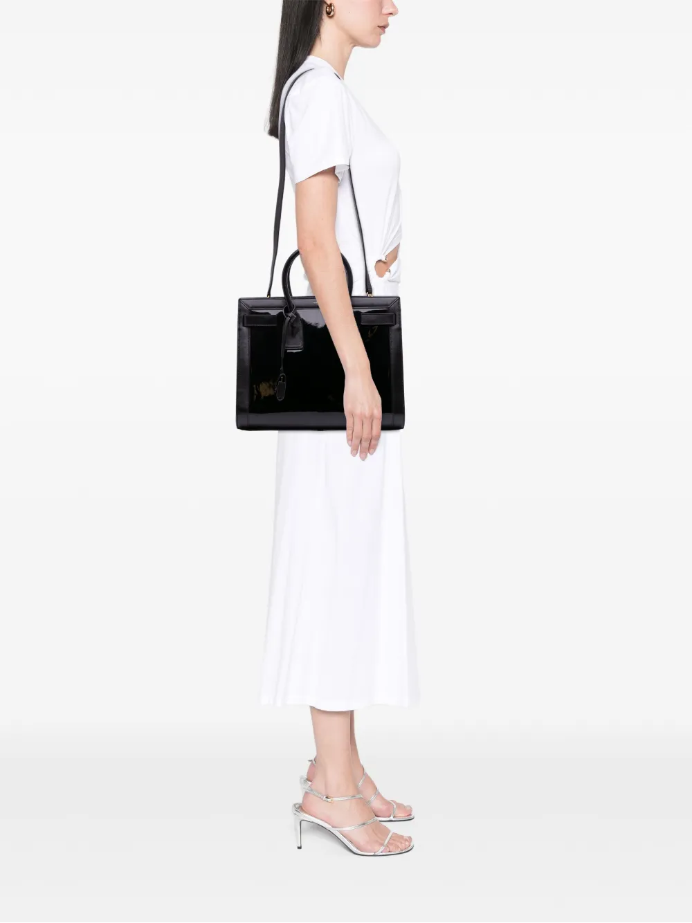 Pre-owned Saint Laurent 2014 Small Patent Sac De Jour Satchel In Black