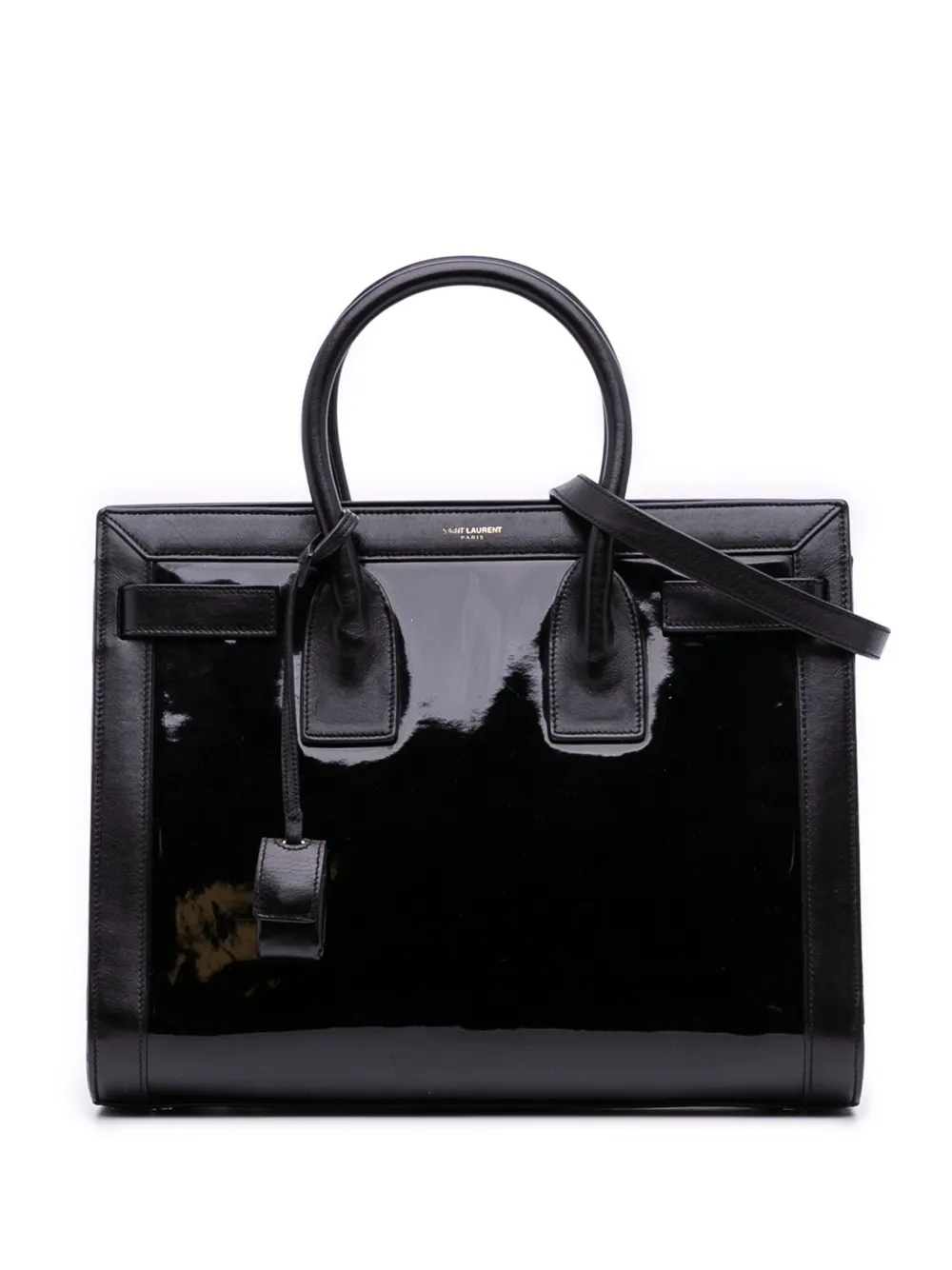 Pre-owned Saint Laurent 2014 Small Patent Sac De Jour Satchel In Black