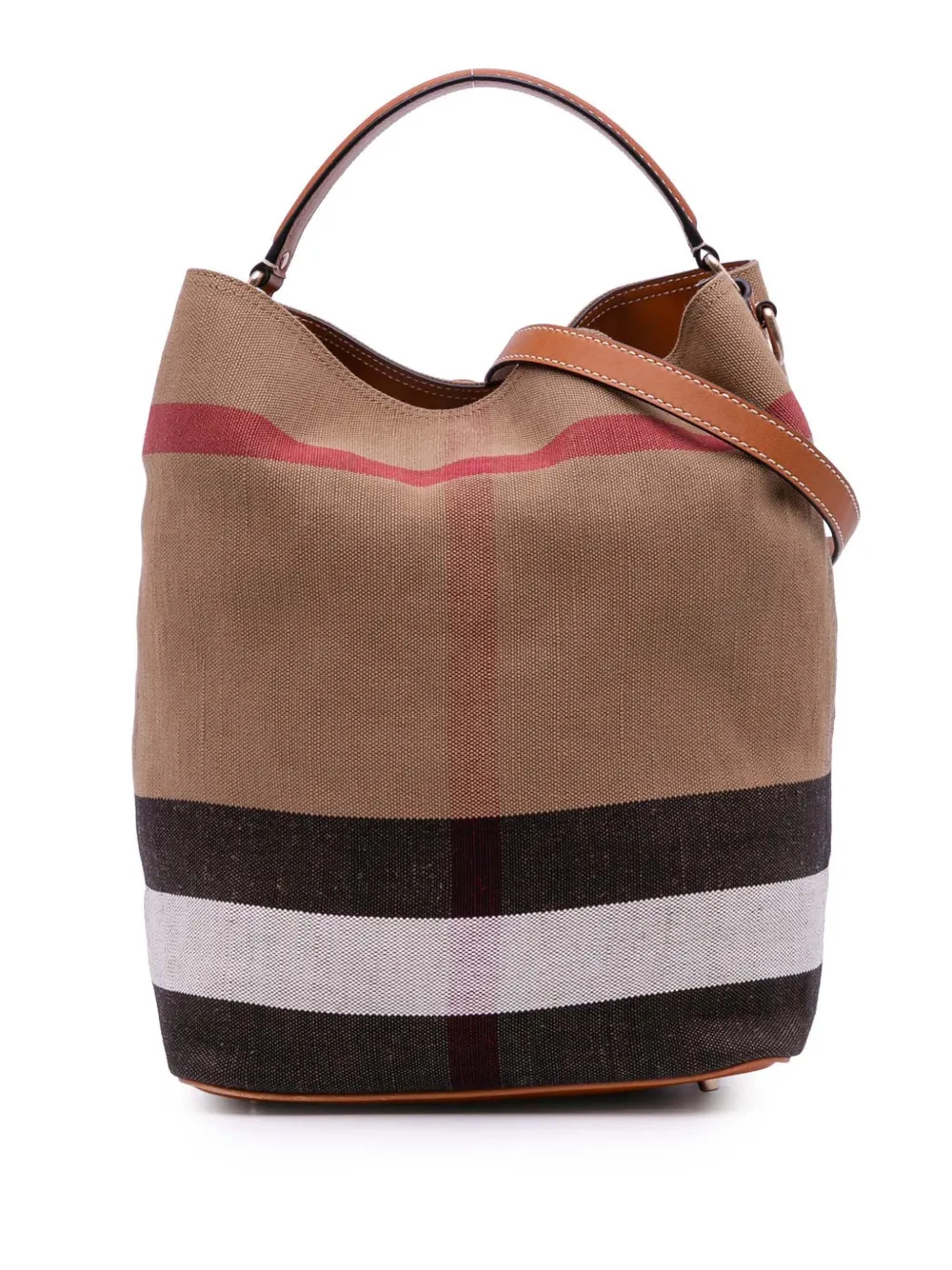 Burberry Pre-Owned 2000-2017 Medium Mega Check Canvas Ashby Bucket Bag satchel | Brown | Image 1