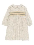 Mariella Ferrari Peter Pan collar smocked dress - White
