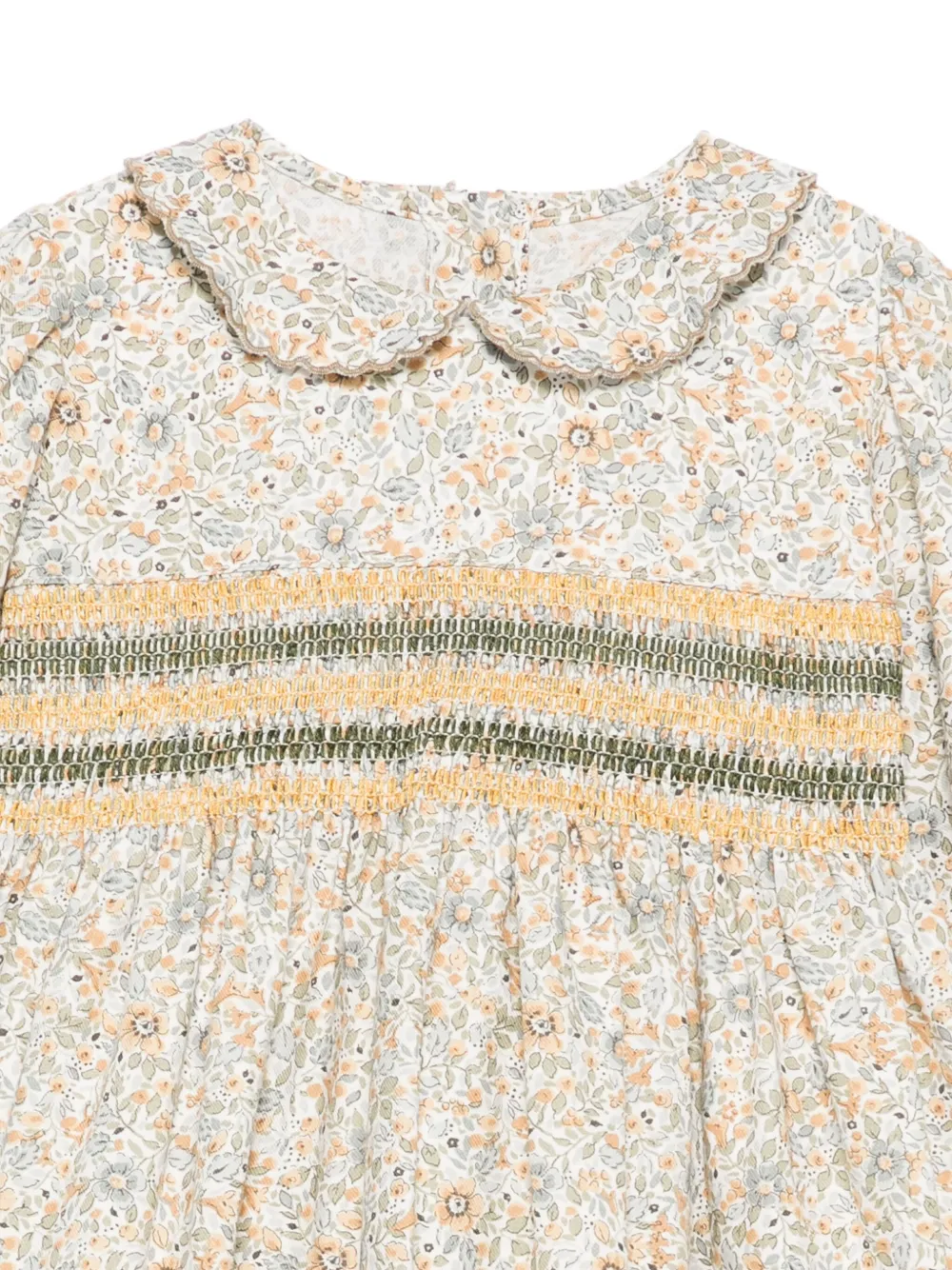 Mariella Ferrari Gesmockte jurk met Peter Pan kraag Wit