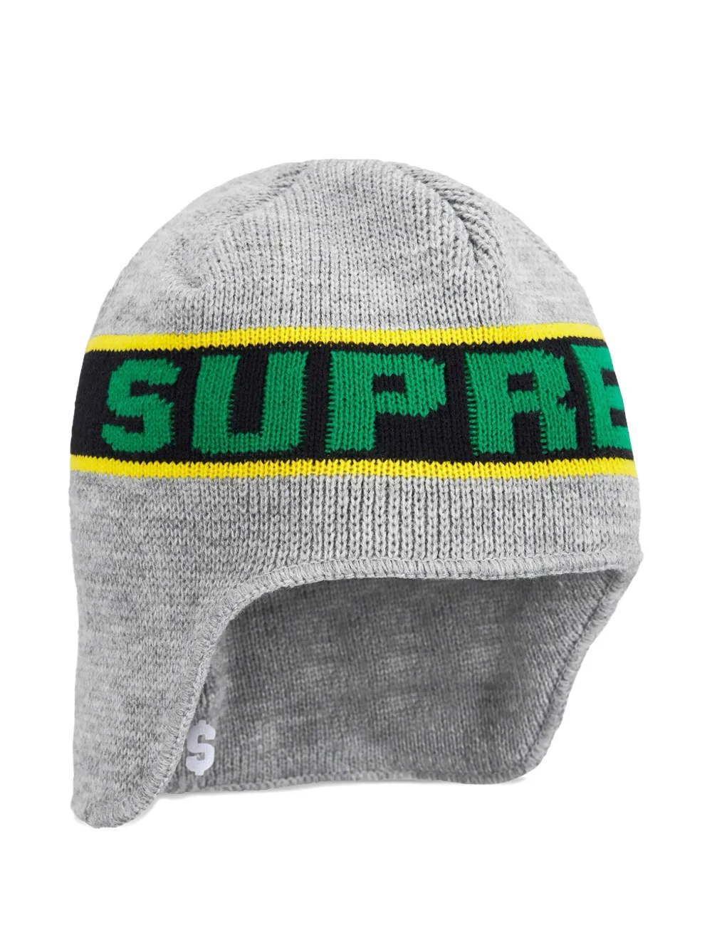 Supreme logo-jacquard ear-flap beanie - Grijs