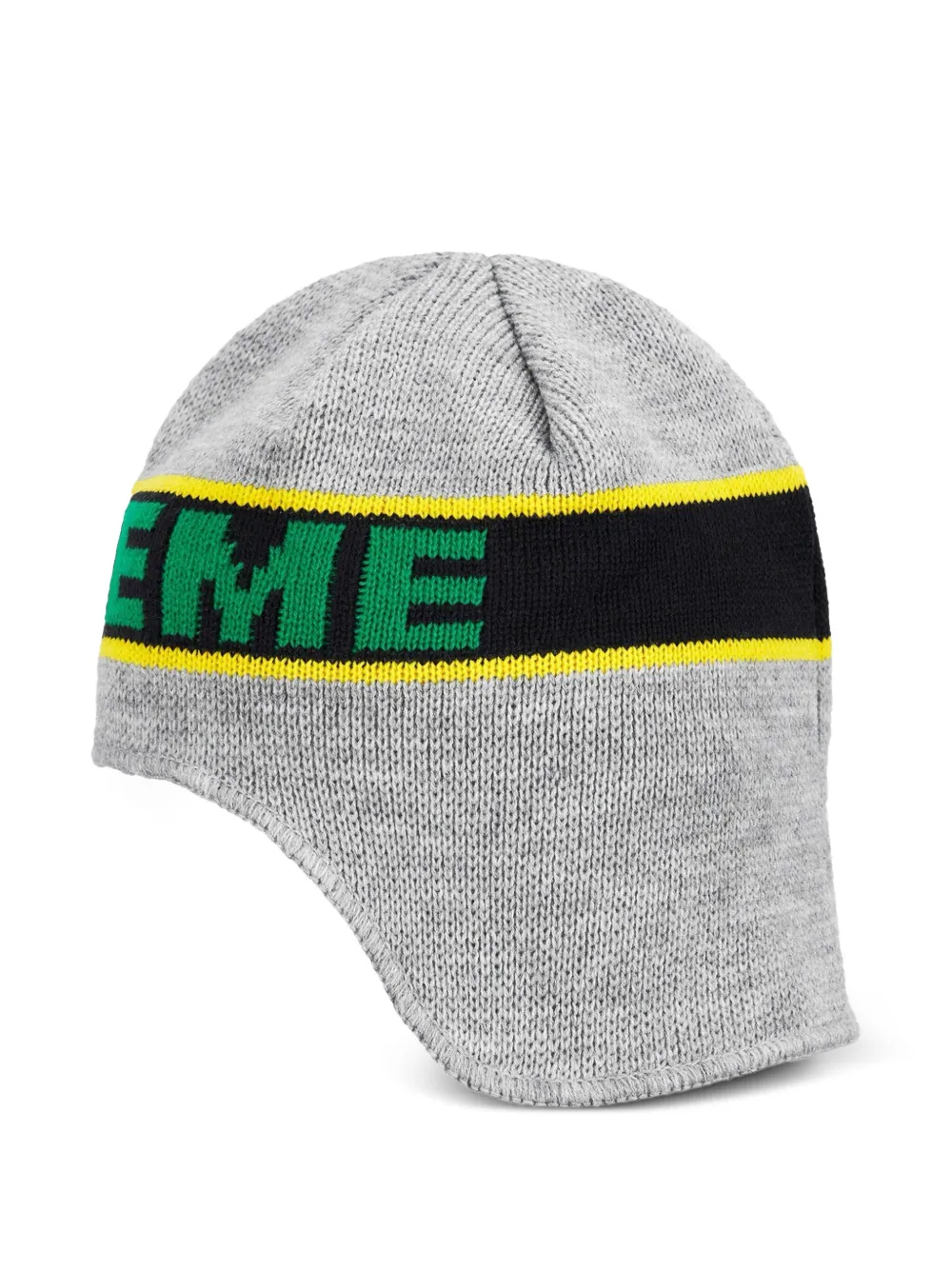 Supreme logo-jacquard ear-flap Beanie | Grey | FARFETCH