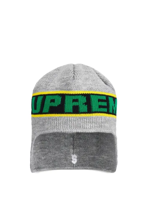 Supreme gorro con orejeras y logo en jacquard