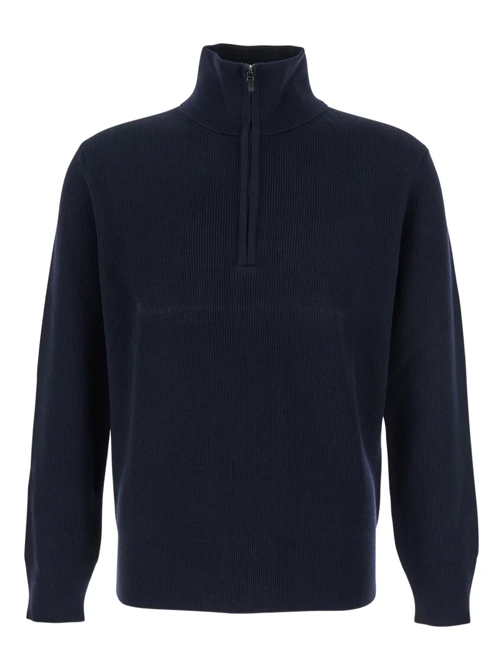 Kangra Cashmere Blue Sweater With High Neck And Half Zip Closure On The Front In Wool Man In Blue