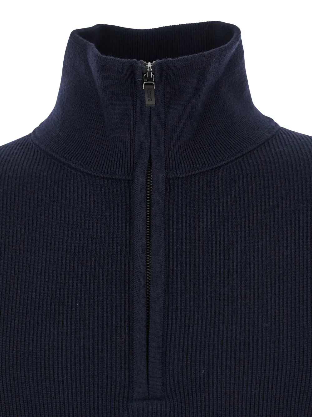 Kangra Cashmere Blue Sweater With High Neck And Half Zip Closure On The Front In Wool Man In Blue