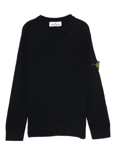 Stone Island Junior ribbed logo-patch sweater