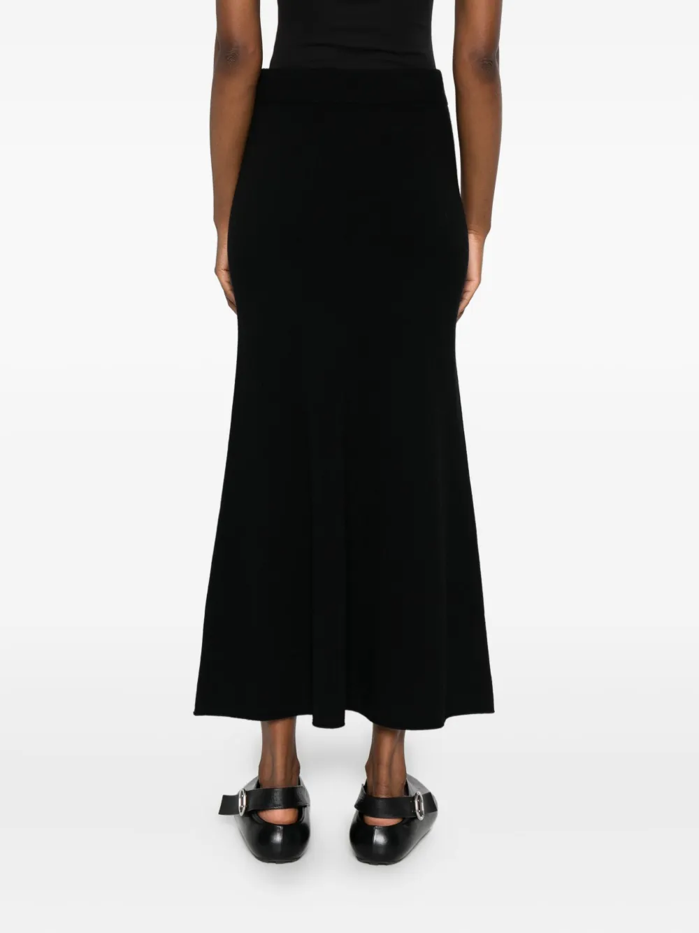 Drykorn Ribbed Flared Midi Skirt In Black