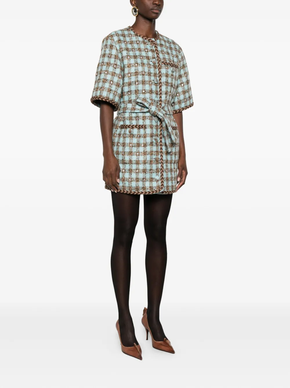 Giuseppe Di Morabito Geruite jurk met ceintuur Blauw