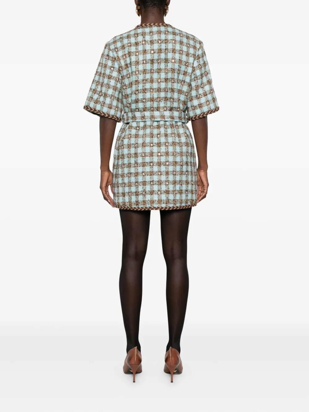 Giuseppe Di Morabito Geruite jurk met ceintuur Blauw