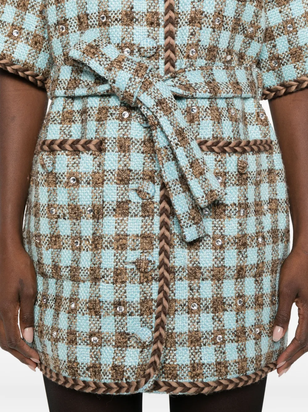 Giuseppe Di Morabito Geruite jurk met ceintuur Blauw