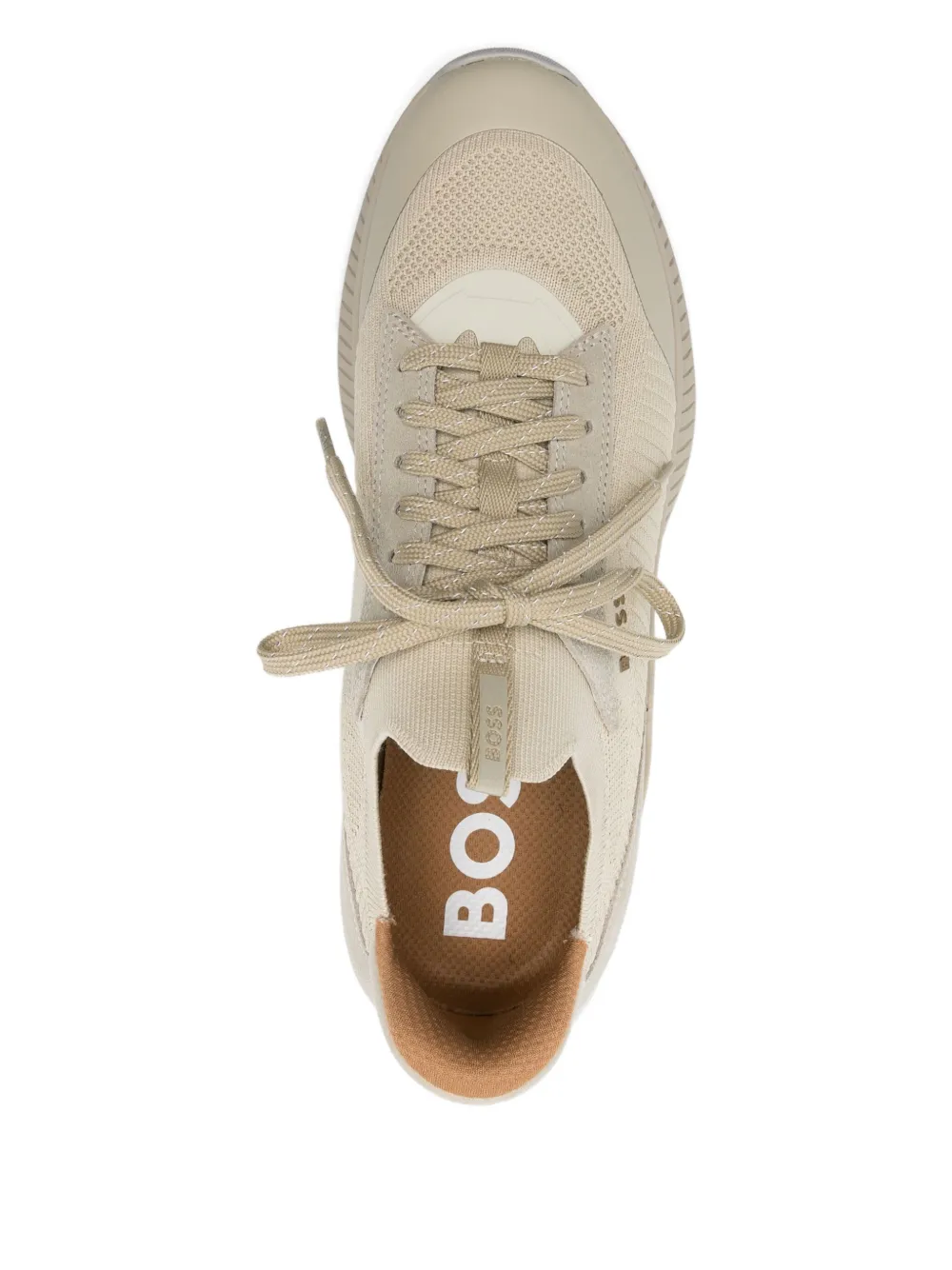 Hugo Boss Ribbed Sneakers In Neutral