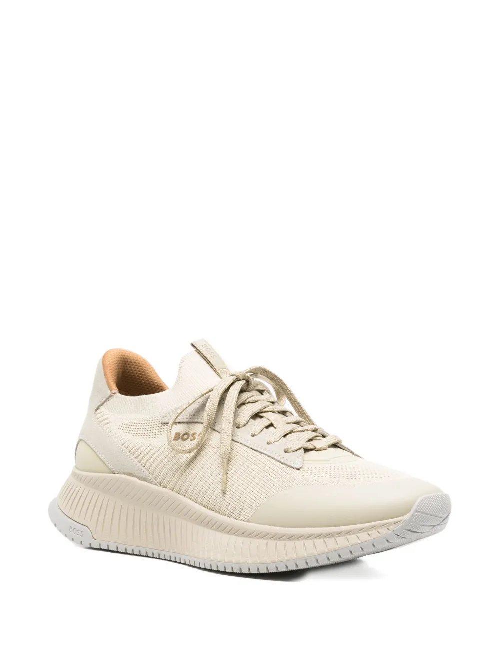 Hugo Boss Ribbed Sneakers In Neutral