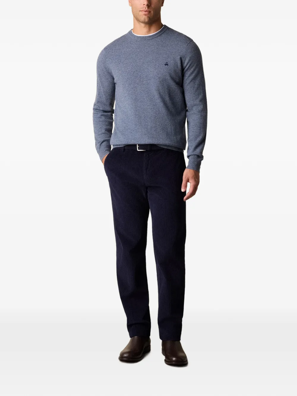 Brooks Brothers Lamswollen trui met ronde hals Grijs