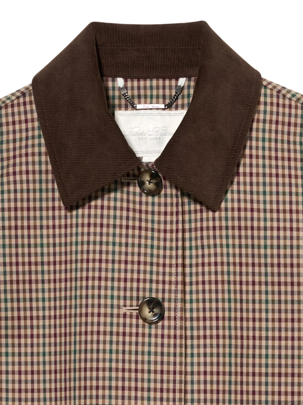  Brooks Brothers Checked Cotton Coat - Neutrals 