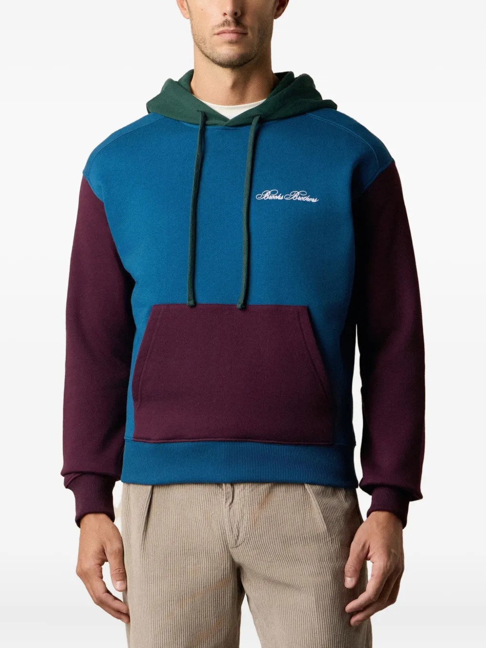 Brooks Brothers Hoodie met geborduurd logo Blauw