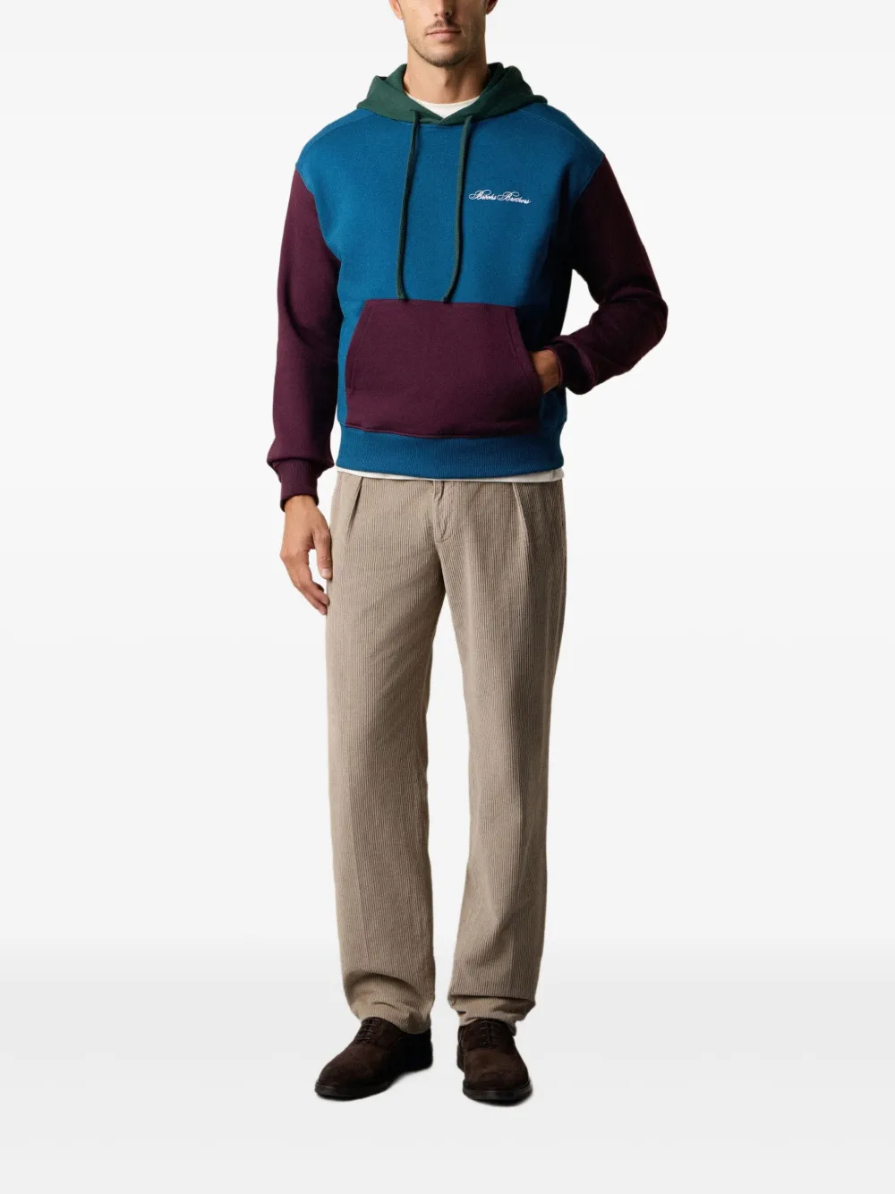 Brooks Brothers Hoodie met geborduurd logo Blauw