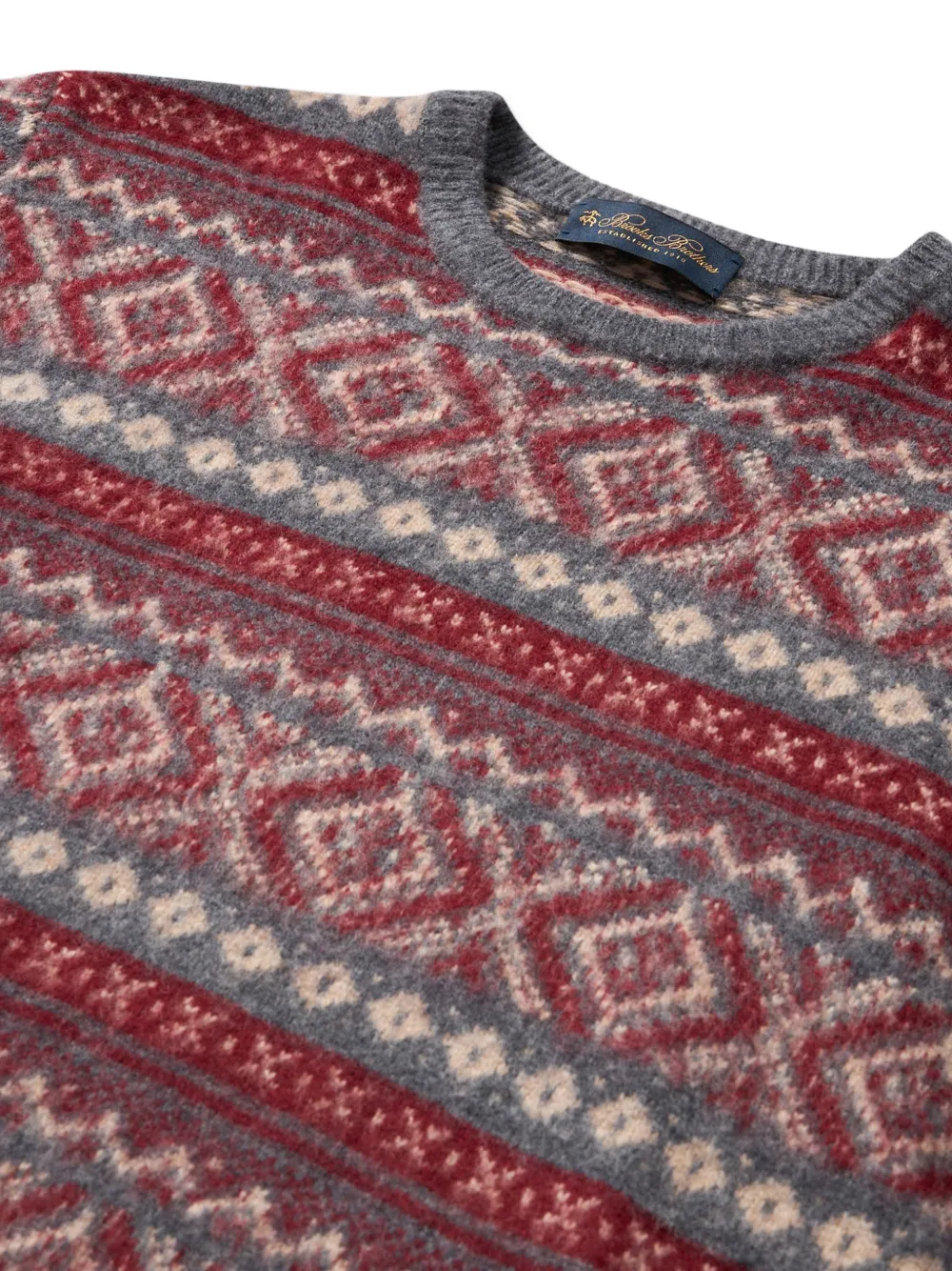 Brooks Brothers Fair Isle gebreide trui met ronde hals Rood