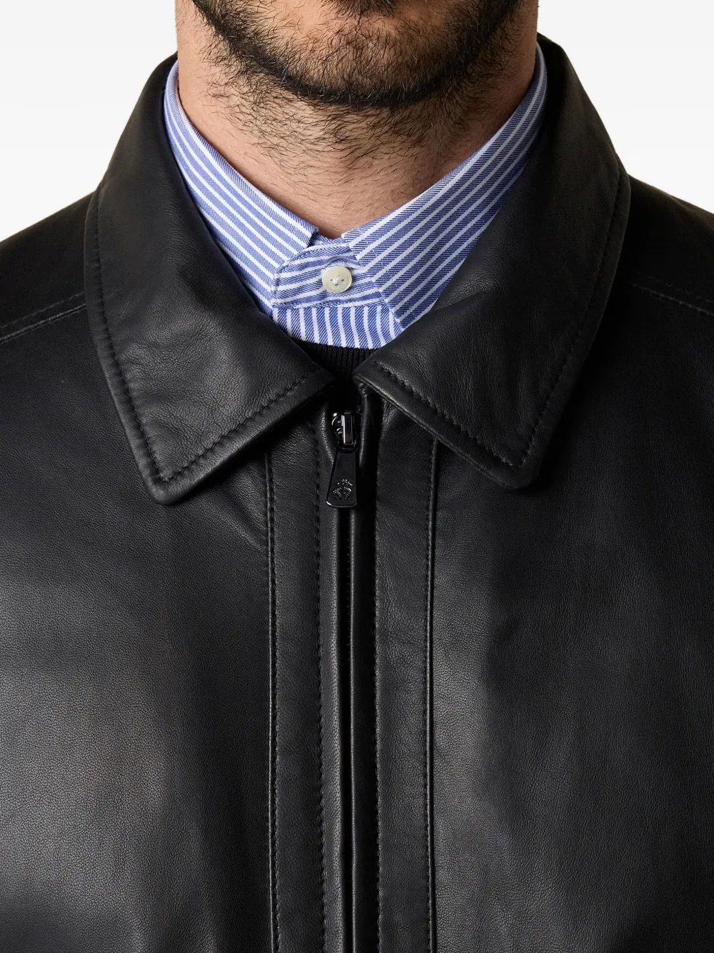 Brooks Brothers Leren bomberjack Zwart