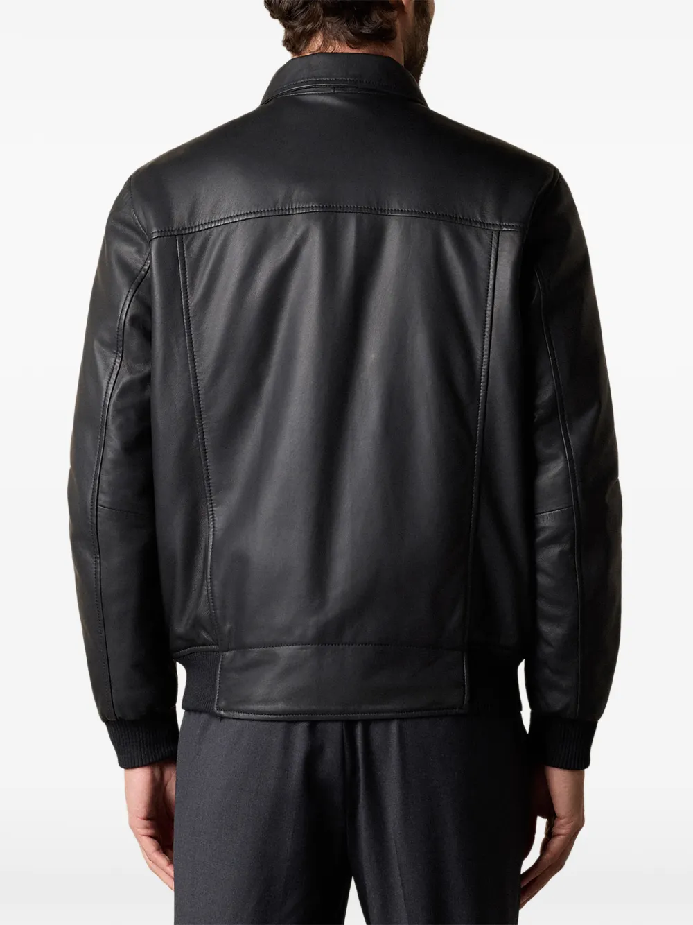 Brooks Brothers Leren bomberjack Zwart