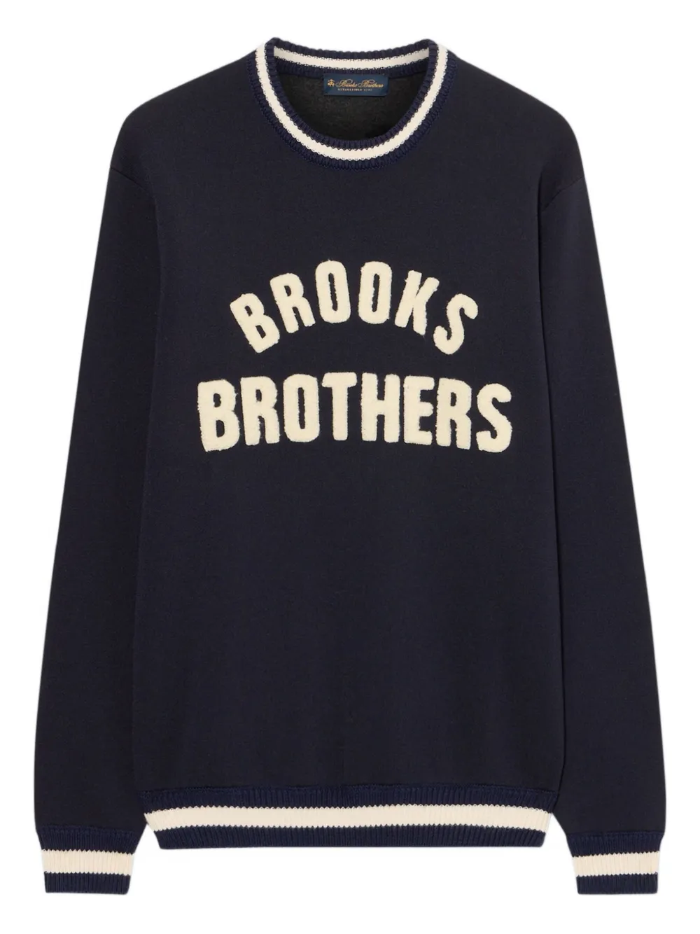 Brooks Brothers logo-embroidery ribbed-trims sweatshirt - Nero