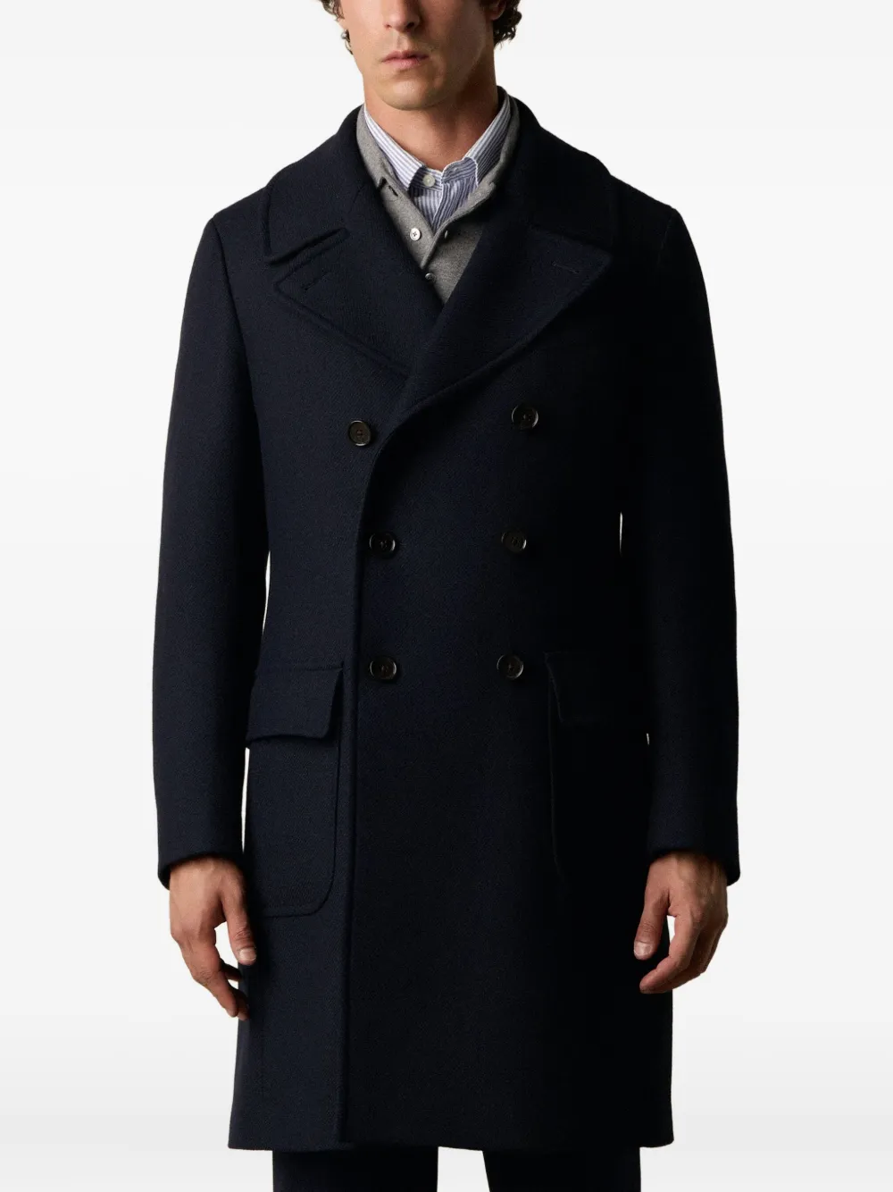  Brooks Brothers Double-breasted Wool-blend Coat - Blue 