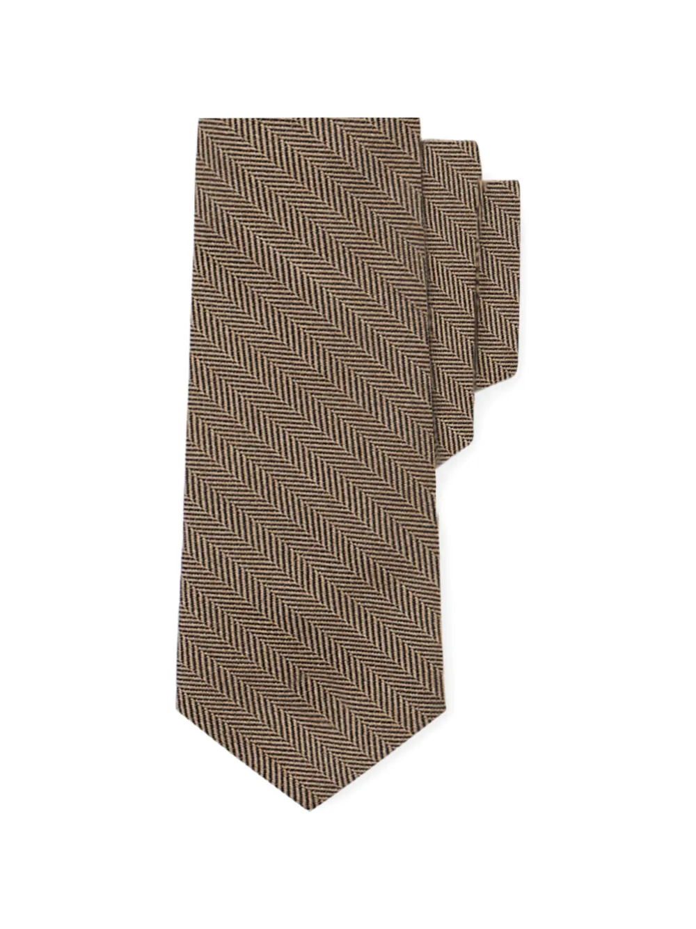 Brooks Brothers herringbone wool tie - Marrone
